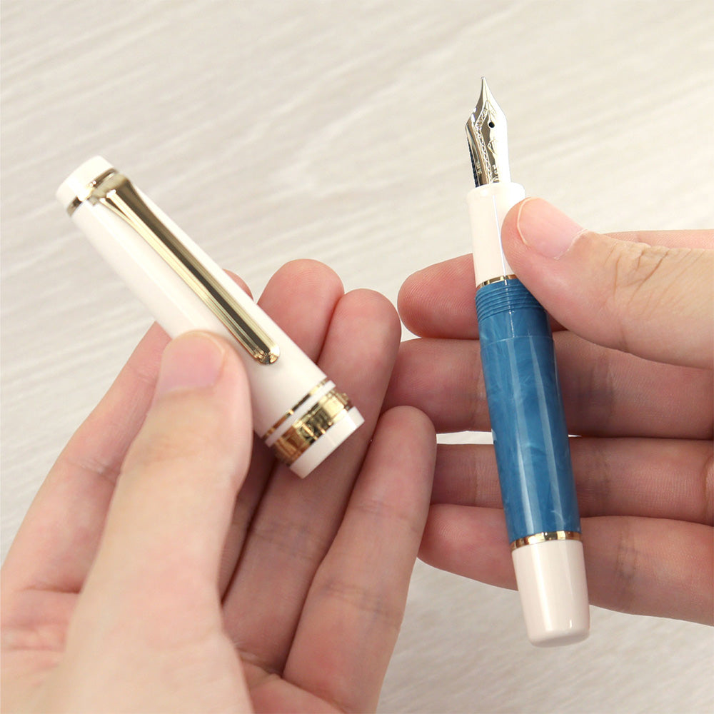 Sailor Professional Gear Slim Mini Rencontre Fountain Pen Bleu Ciel 14K Nib Medium Fine by Sailor at Cult Pens