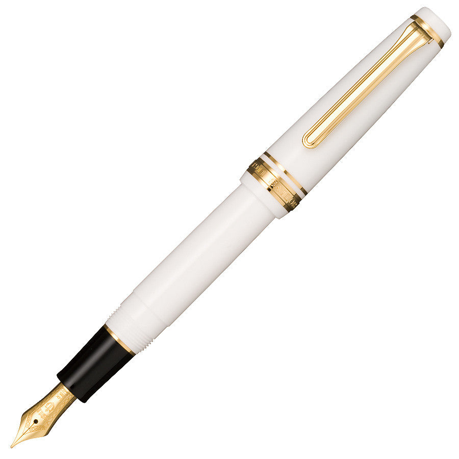 Sailor Professional Gear Slim (Sapporo) Fountain Pen White with Gold Trim by Sailor at Cult Pens