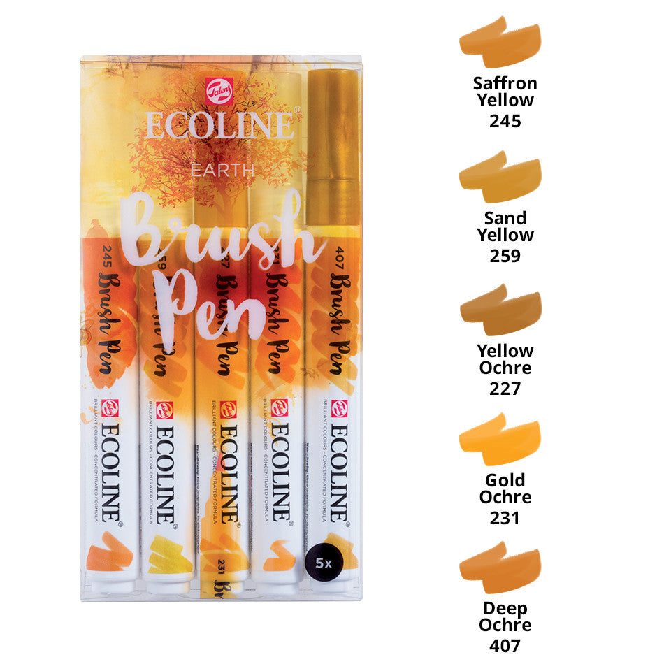 Royal Talens Ecoline Brush Pens Assorted Set of 5 by Royal Talens Ecoline at Cult Pens