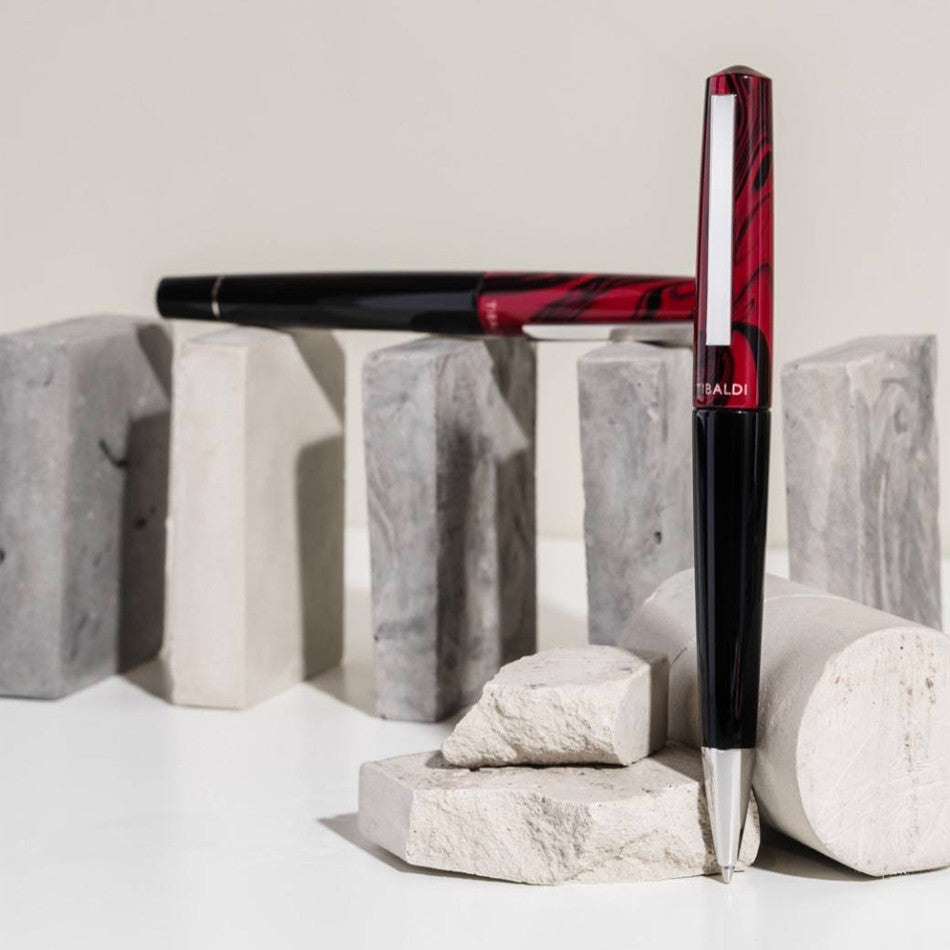 Tibaldi Infrangible Ballpoint Pen Mauve Red with Stainless Steel Trim by Tibaldi at Cult Pens