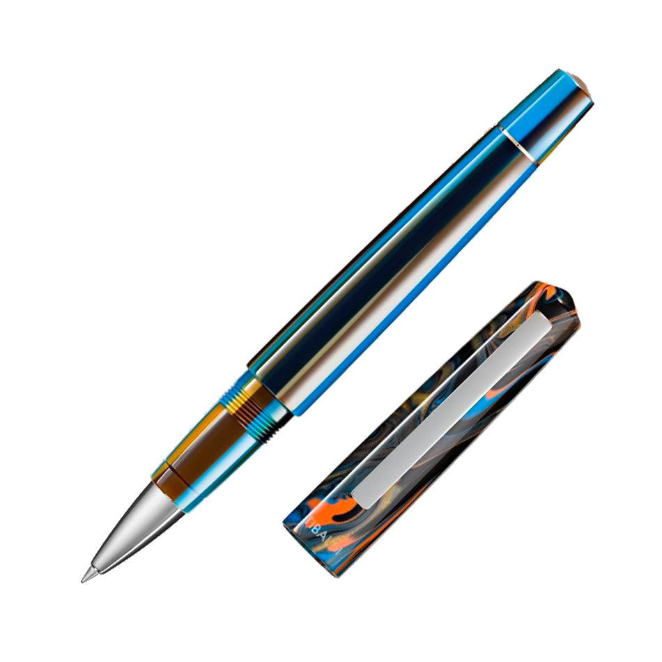 Tibaldi Infrangible Rollerball Pen Peacock Blue with Stainless Steel Trim by Tibaldi at Cult Pens