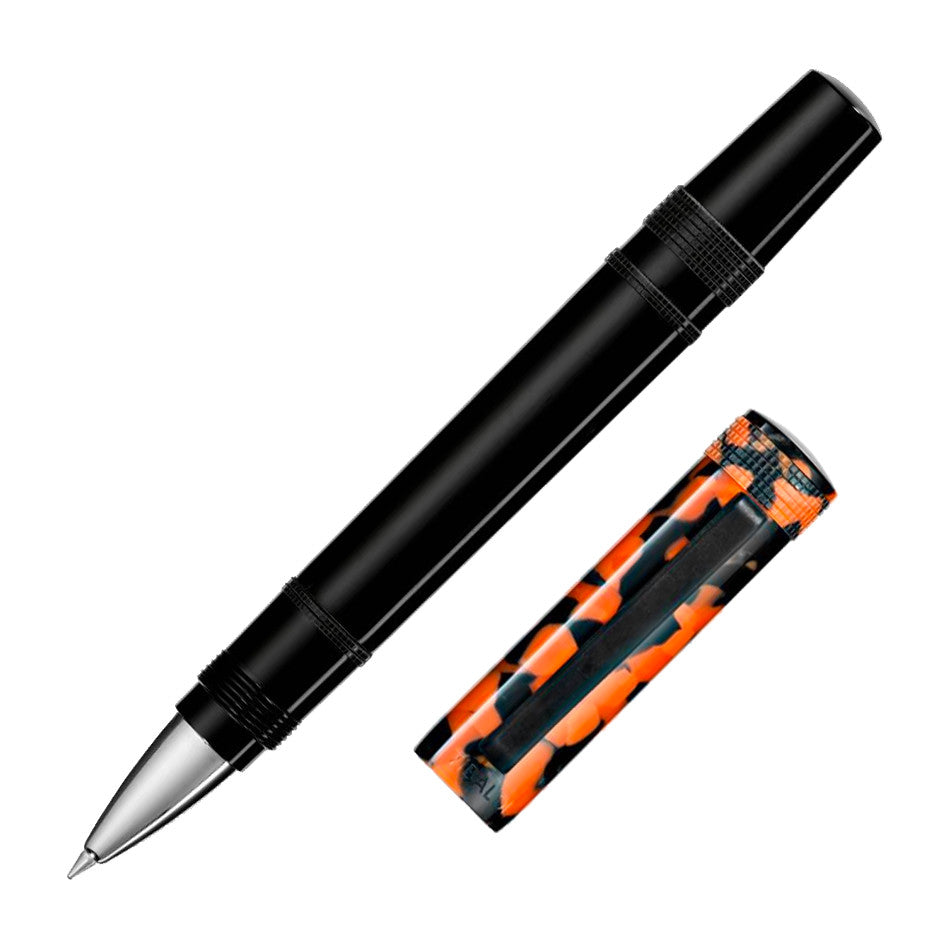 Tibaldi Perfecta Rollerball Pen Rich Black and LP Vinyl Orange by Tibaldi at Cult Pens