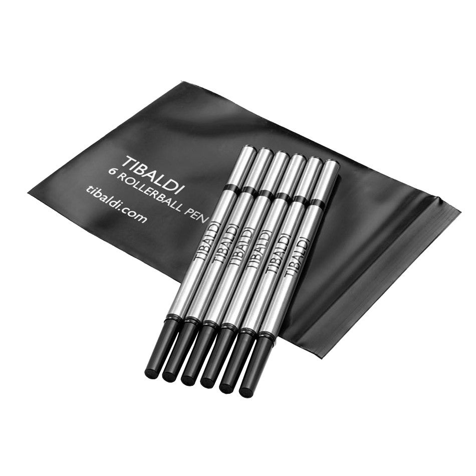 Tibaldi Rollerball Pen Refills Pack of 6 Black by Tibaldi at Cult Pens