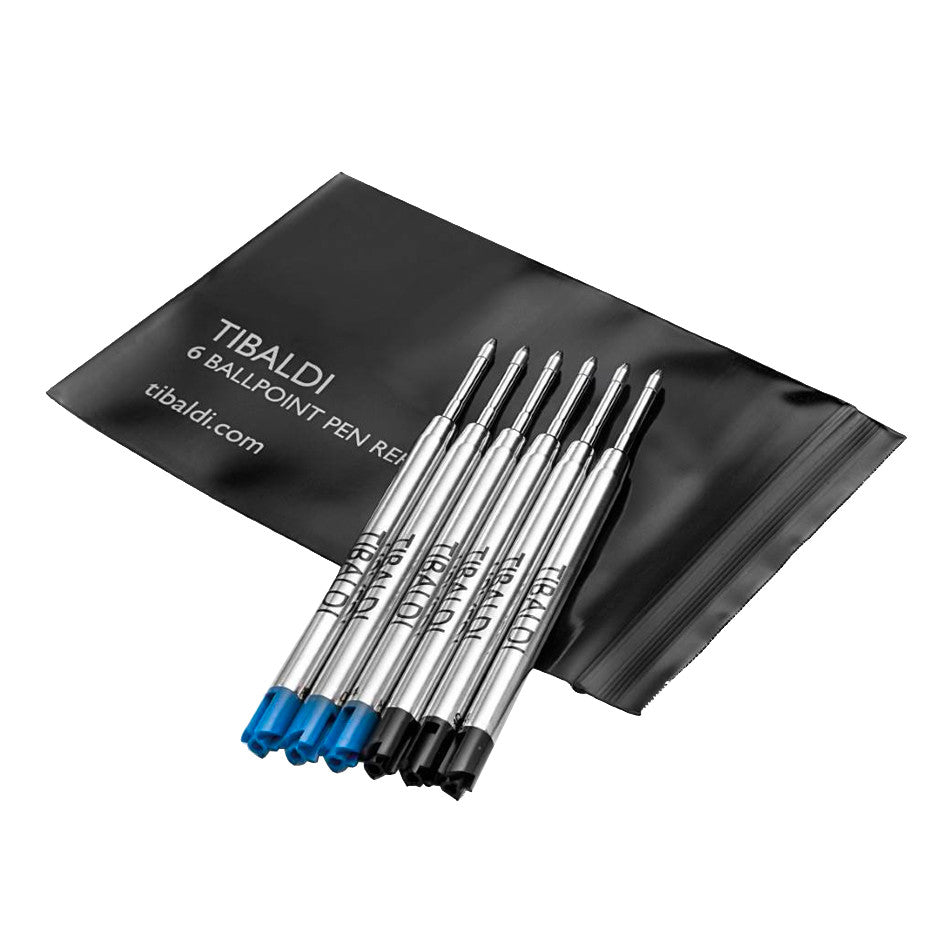 Tibaldi Ballpoint Pen Refills Pack of 6 Blue/Black by Tibaldi at Cult Pens