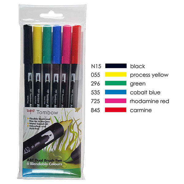 Tombow ABT Dual Brush Pen Set of 6 by Tombow at Cult Pens