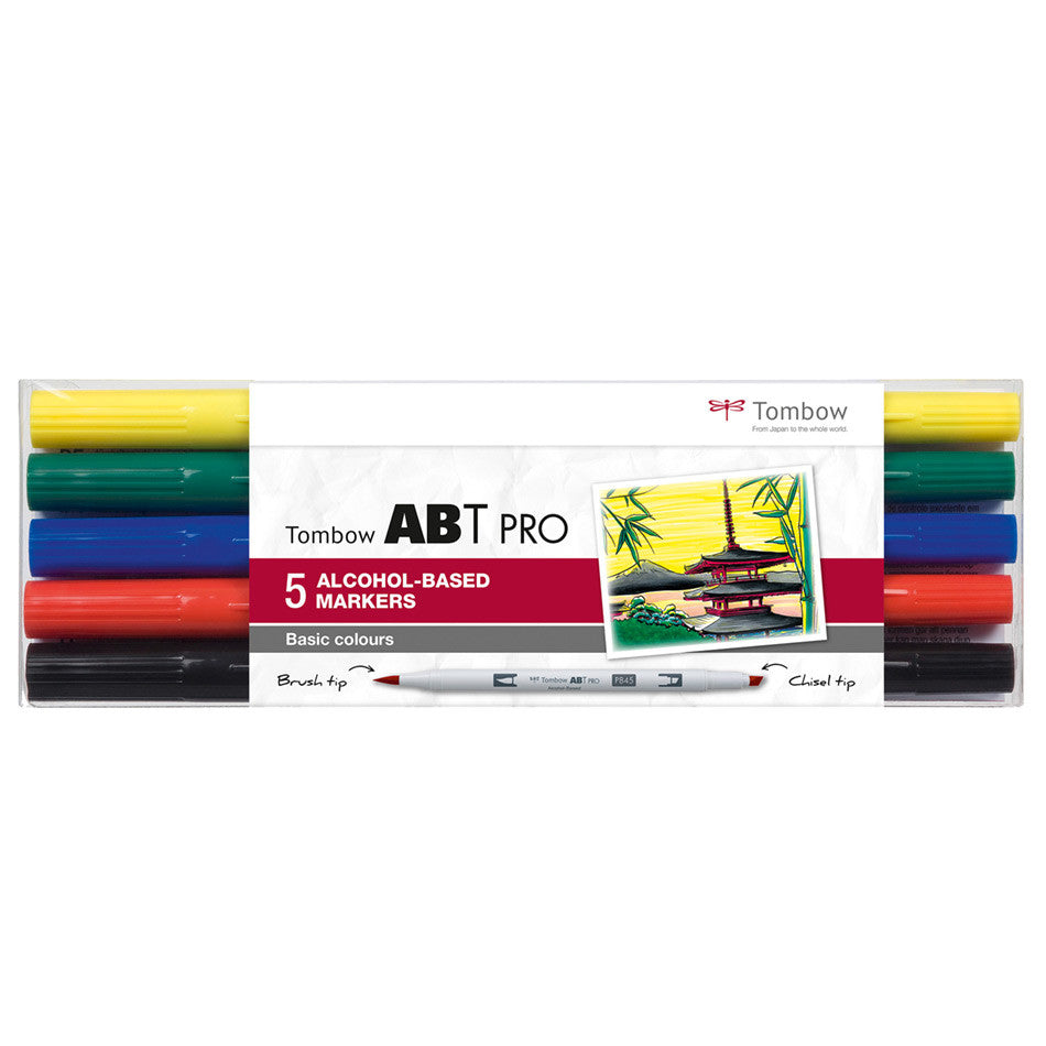 Tombow ABT PRO Dual Brush Pen Set of 5 Basic by Tombow at Cult Pens