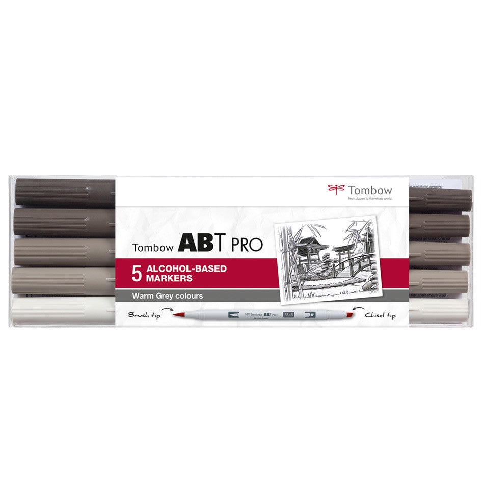 Tombow ABT PRO Dual Brush Pen Set of 5 Warm Grey by Tombow at Cult Pens