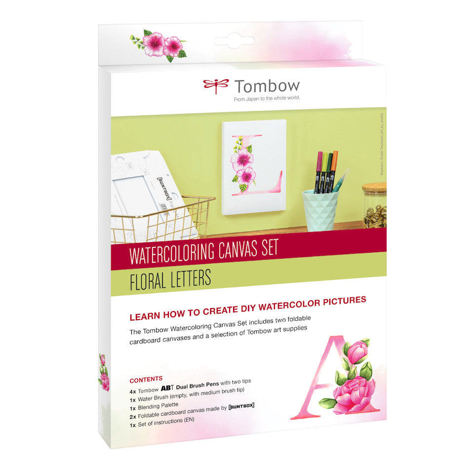 Tombow Watercolouring Canvas Set Floral Letters by Tombow at Cult Pens