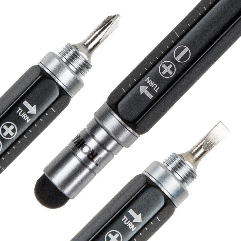 Troika Construction Liliput - Stylo Multifonction Avec Règle, Tournevis, Stylet - Outil Pratique Argenté