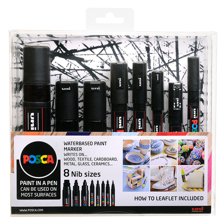 Black Markers, Assorted Set of 8