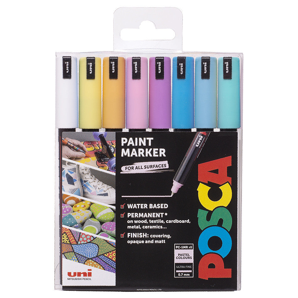 Uni POSCA Paint Markers PC-1M Extra Fine Tip Set of 8 Pastel