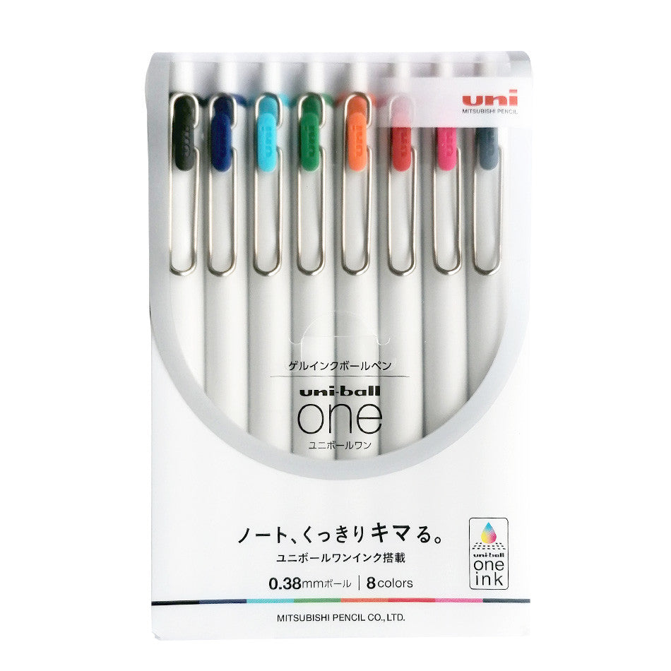 Uni-ball One Rollerball Pen 0.38 Set of 8 by Uni at Cult Pens