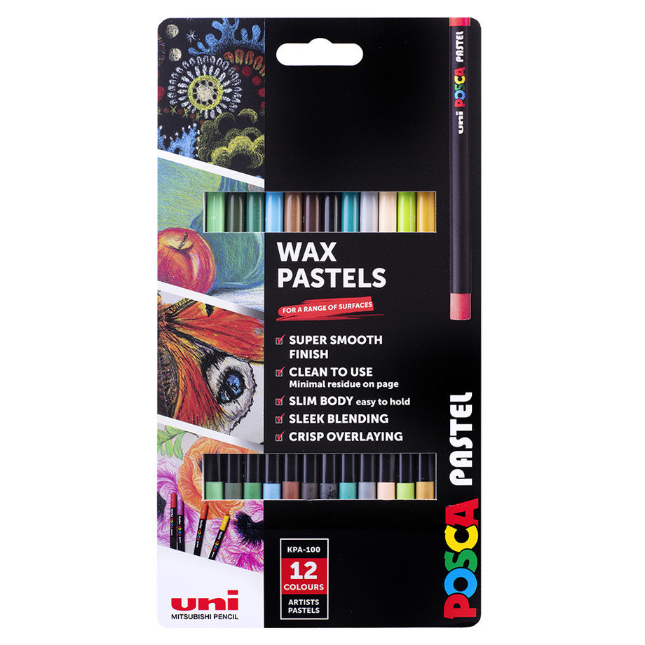 Uni POSCA Pastel Professional Wax Colouring Pastel KPA-100 Gift Set of 24 