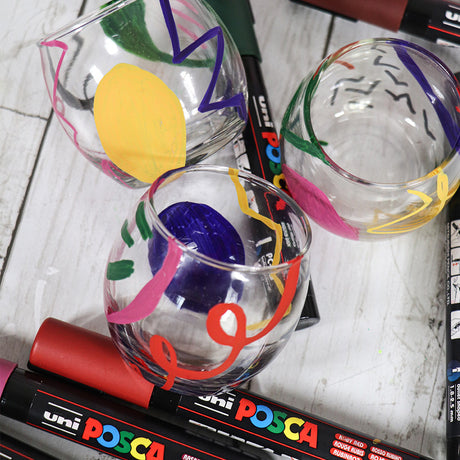 Uni POSCA Marker Pen PC-5M Medium Set of 8 Deep Colours by Uni at Cult Pens