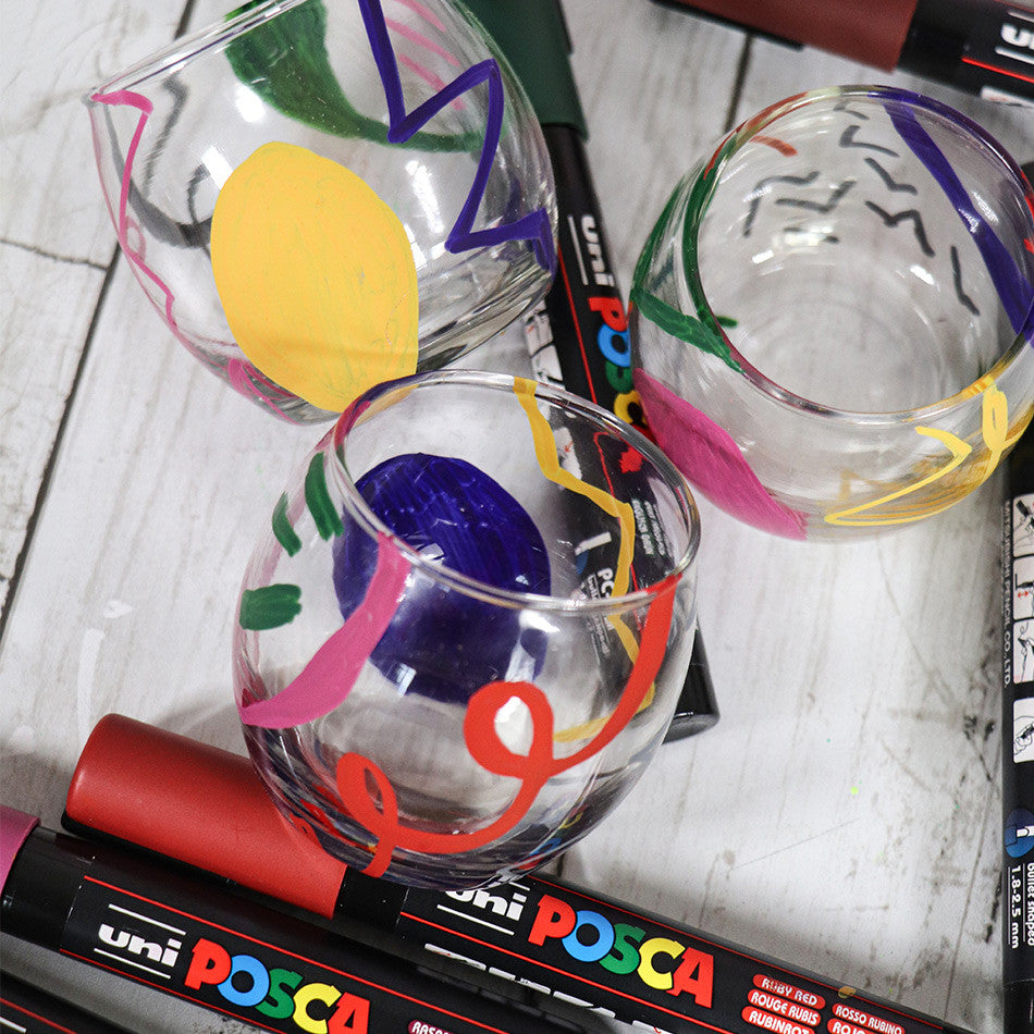 Uni POSCA Marker Pen PC-5M Medium Set of 8 Deep Colours by Uni at Cult Pens