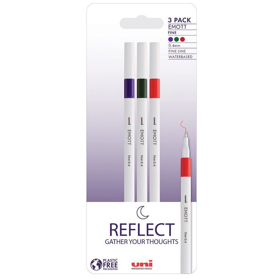 Uni-ball On Point Emott Coloured Pen 3 Pack Reflect by Uni at Cult Pens
