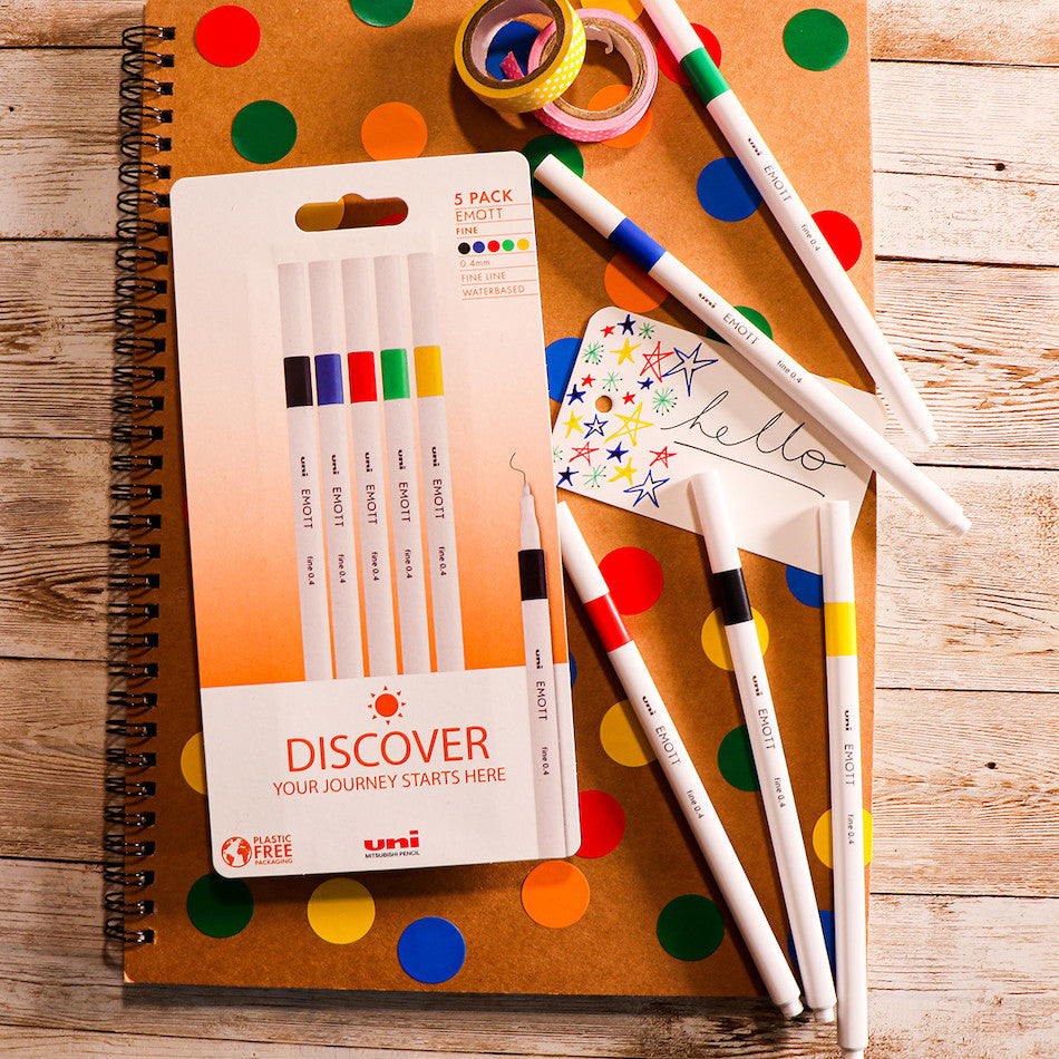 Uni-ball On Point Emott Coloured Pen 5 Pack Discover by Uni at Cult Pens