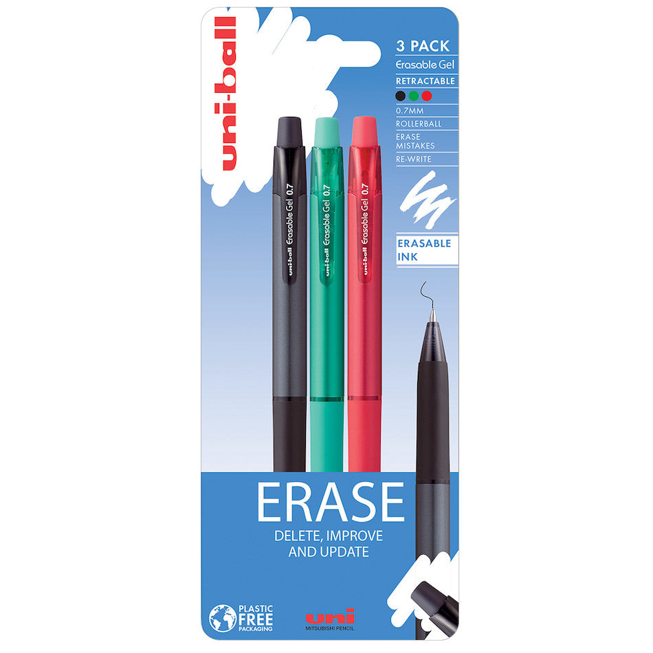 Uni-ball On Point Rollerball Pen Erasable Ink Retractable 3 Pack by Uni at Cult Pens