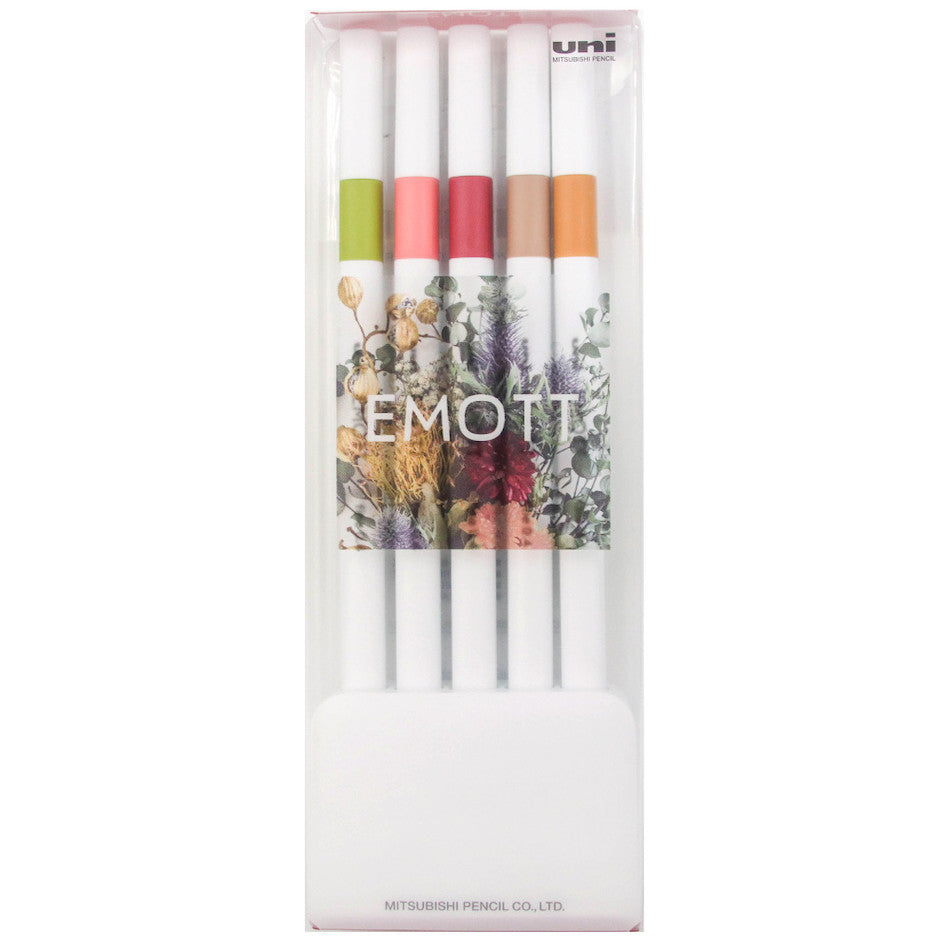 Uni Emott Fineliner Set of 5 Botanical Color by Uni at Cult Pens