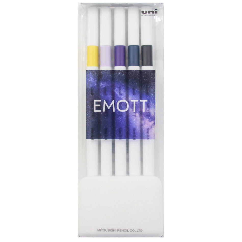 Uni Emott Fineliner Set of 5 Midnight Color by Uni at Cult Pens