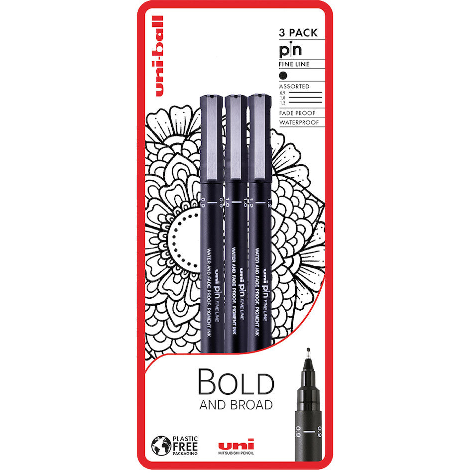 Uni-ball PIN Drawing Pen Bold and Broad Set of 3 by Uni at Cult Pens