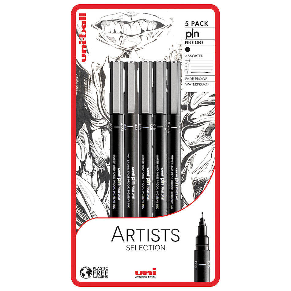 Uni-ball PIN Drawing Pen Artists Selection Set of 5 by Uni at Cult Pens