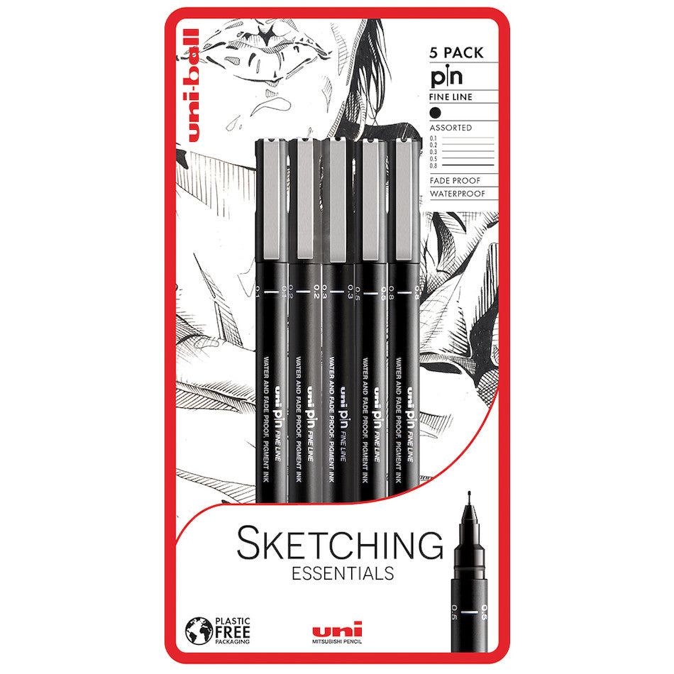 Uni-ball PIN Drawing Pen Sketching Essentials Set of 5 by Uni at Cult Pens