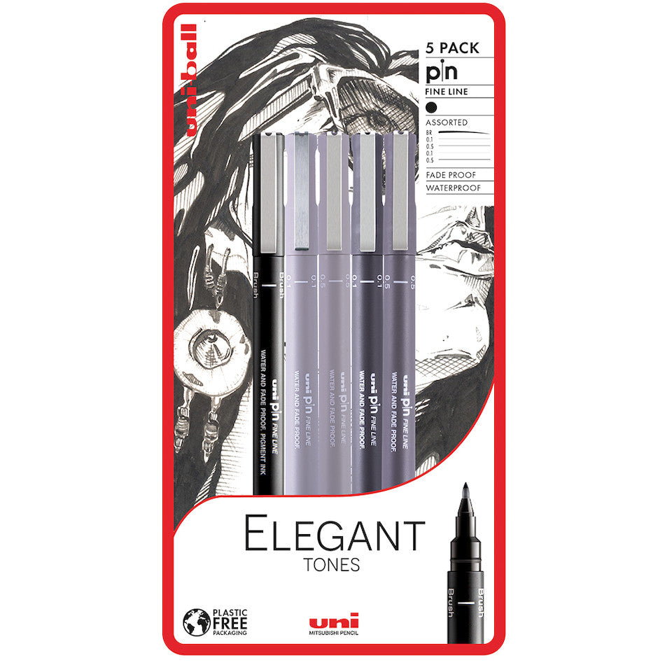 Uni-ball PIN Drawing Pen Elegant Tones Set of 5 by Uni at Cult Pens