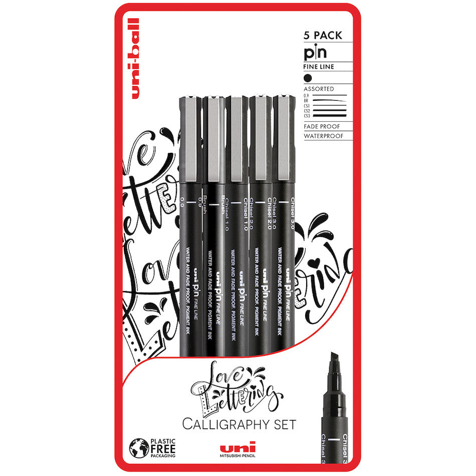 Uni-ball PIN Drawing Pen Love Lettering Set of 5 by Uni at Cult Pens