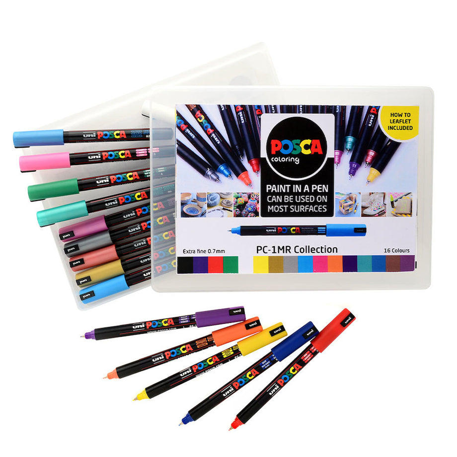 Uni POSCA Marker Pen PC-1MR Ultra-Fine Collection Box of 16 Assorted