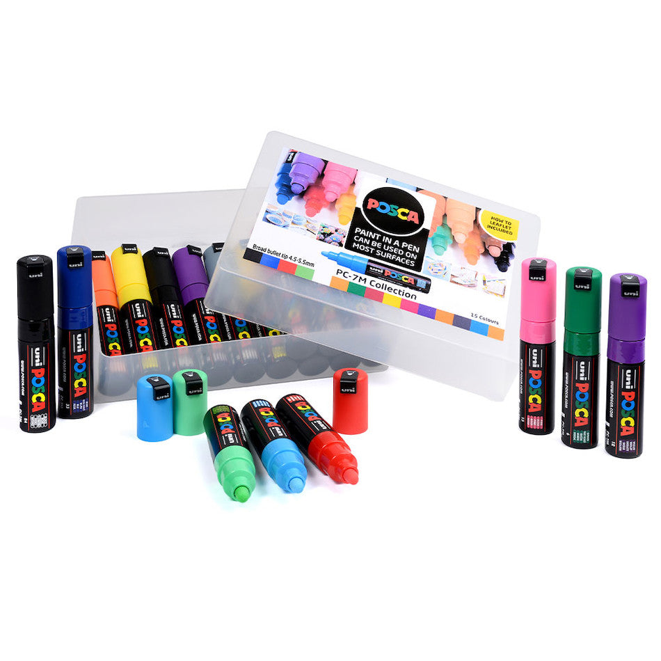 Uni POSCA Marker Pen PC-7M Broad Collection Box of 15 Assorted by Uni at Cult Pens
