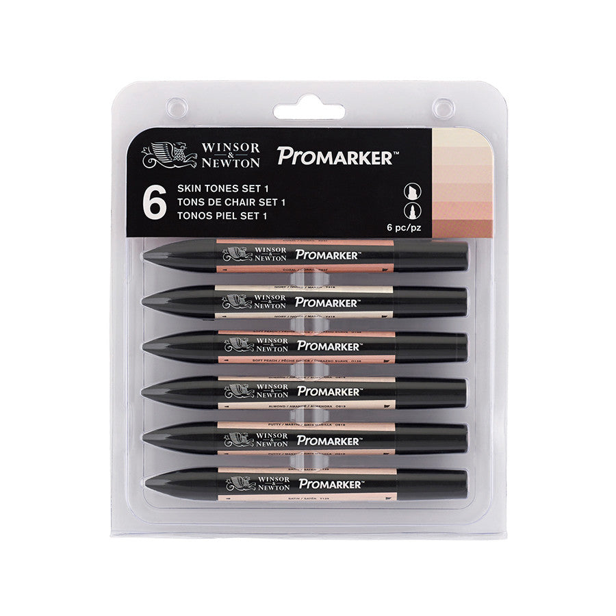 Winsor & Newton ProMarkers Set of 6 Skin Tones - Set 1 by Winsor & Newton at Cult Pens