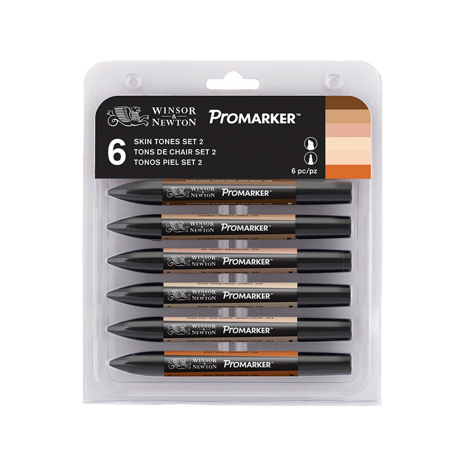 Winsor & Newton ProMarkers Set of 6 Skin Tones - Set 2 by Winsor & Newton at Cult Pens