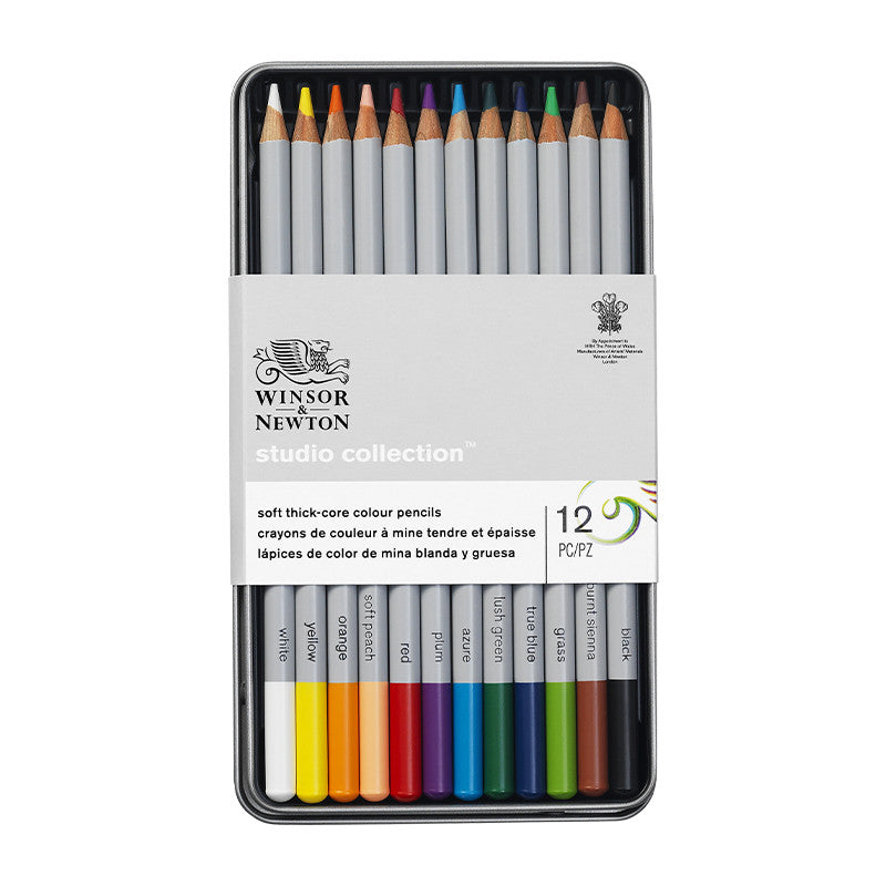 Winsor & Newton Studio Collection Coloured Pencils Assorted Tin of 12 by Winsor & Newton at Cult Pens