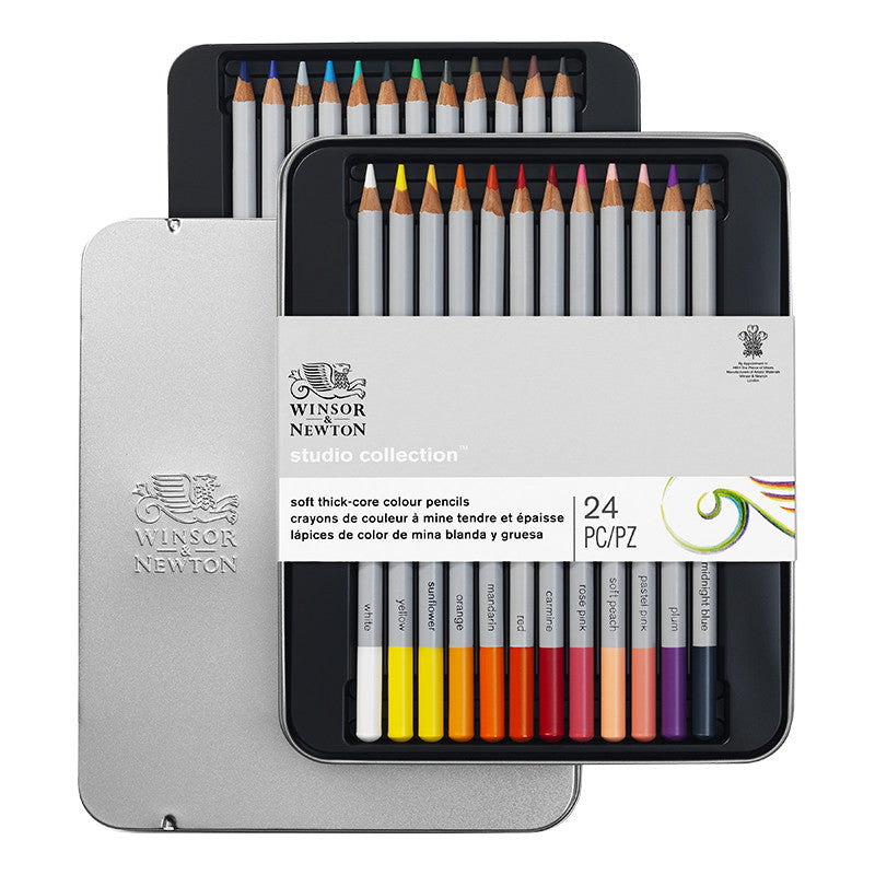 Winsor & Newton Studio Collection Coloured Pencils Assorted Tin of 24 by Winsor & Newton at Cult Pens