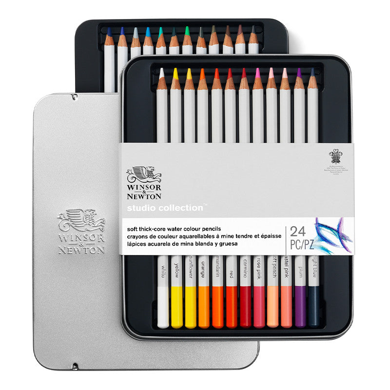 Winsor & Newton Studio Collection Watercolour Pencils Assorted Tin of 24 by Winsor & Newton at Cult Pens