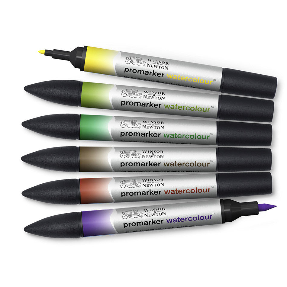Winsor & Newton Water Colour Markers Set of 6 Foliage Tones by Winsor & Newton at Cult Pens