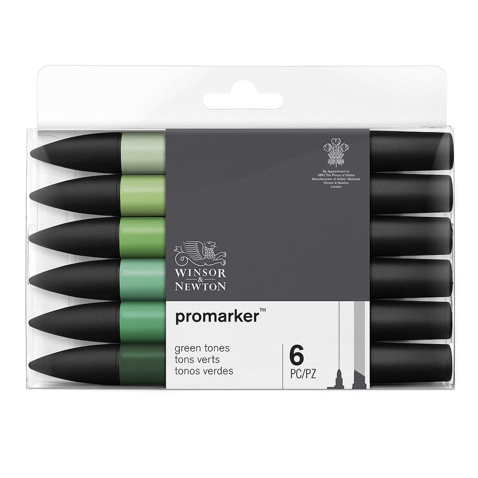 Winsor & Newton ProMarkers Set of 6 Green Tones by Winsor & Newton at Cult Pens