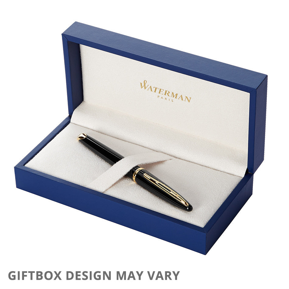 Waterman Carene Fountain Pen Black Lacquer with Gold Trim by Waterman at Cult Pens
