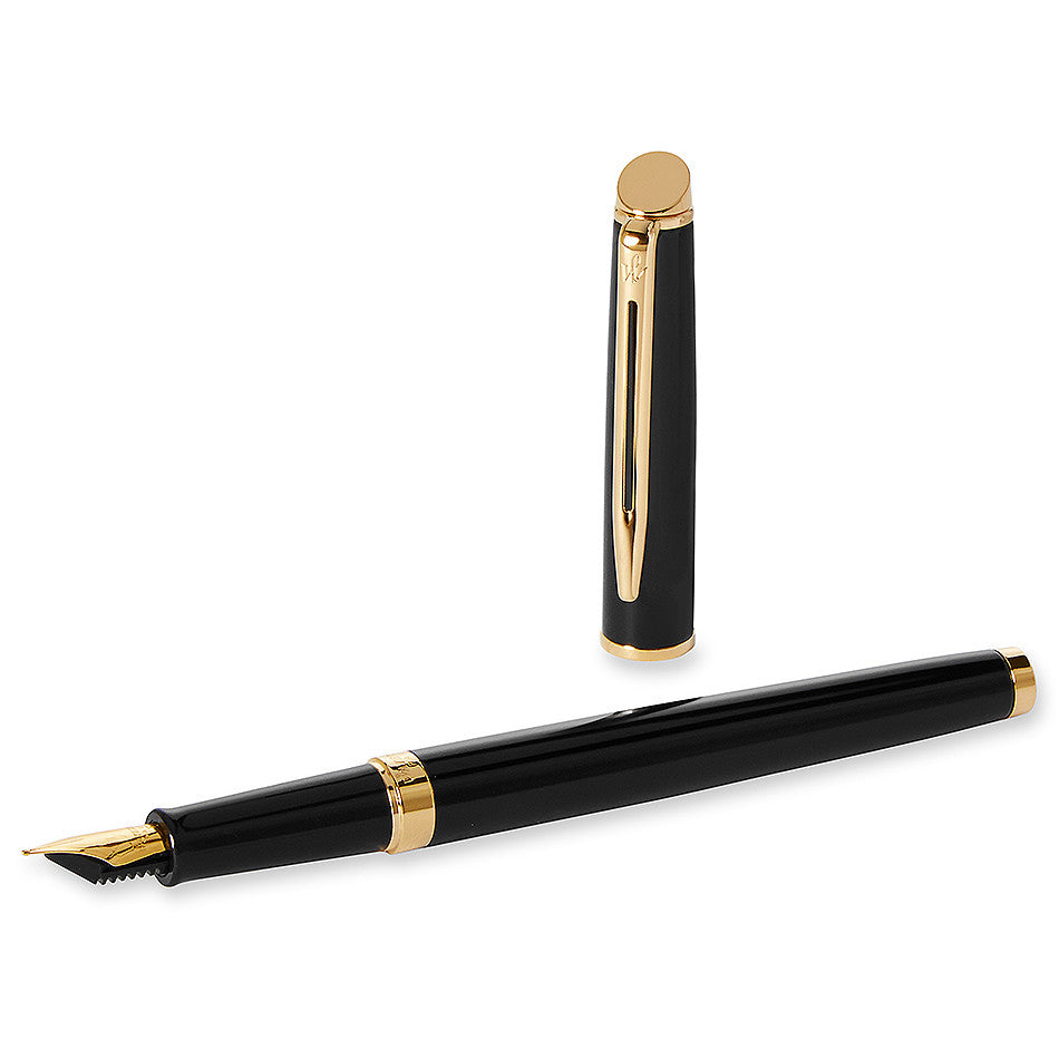 Vulpen Waterman Hémisphère Black lacquer GT Medium Blauwe inkt Vulpen Waterman Hémisphère Black lacquer GT Medium Blauwe inkt