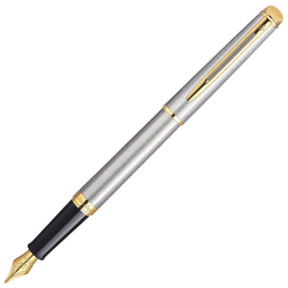Waterman Hemisphere Fountain Pen Stainless Steel with Gold Trim by Waterman at Cult Pens