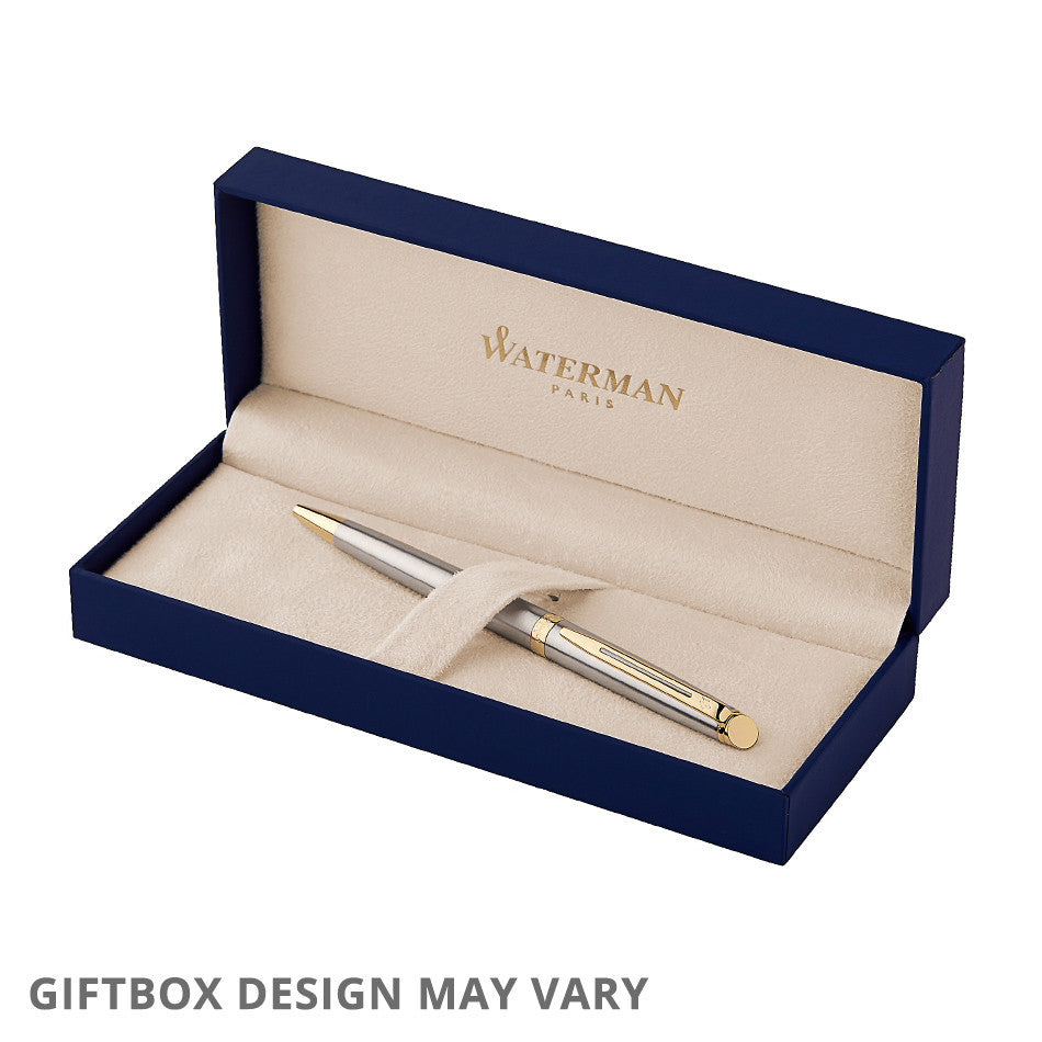Waterman Hemisphere Ballpoint Pen Stainless Steel with Gold Trim by Waterman at Cult Pens