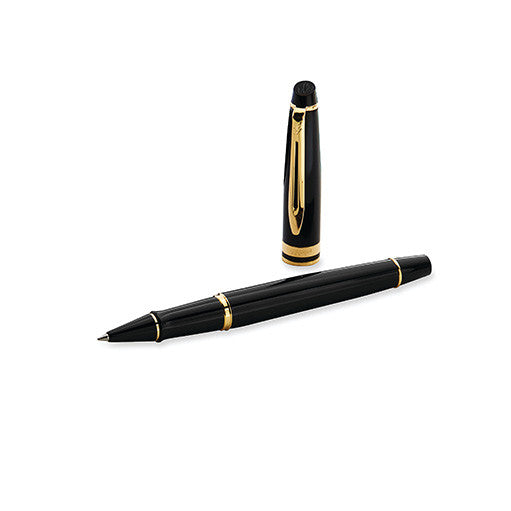 Waterman Expert Rollerball Pen Black with Gold Trim by Waterman at Cult Pens