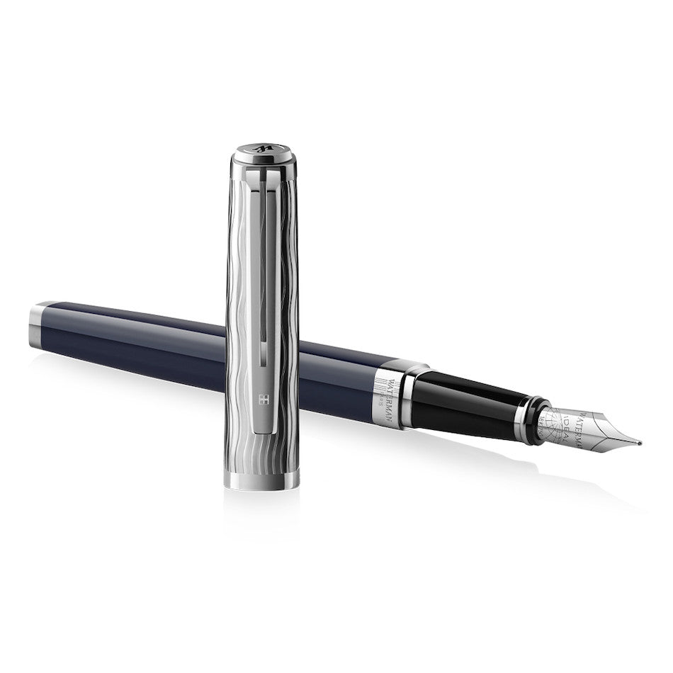 Waterman Exception Deluxe Fountain Pen Special Edition Blue with Chrome Trim by Waterman at Cult Pens