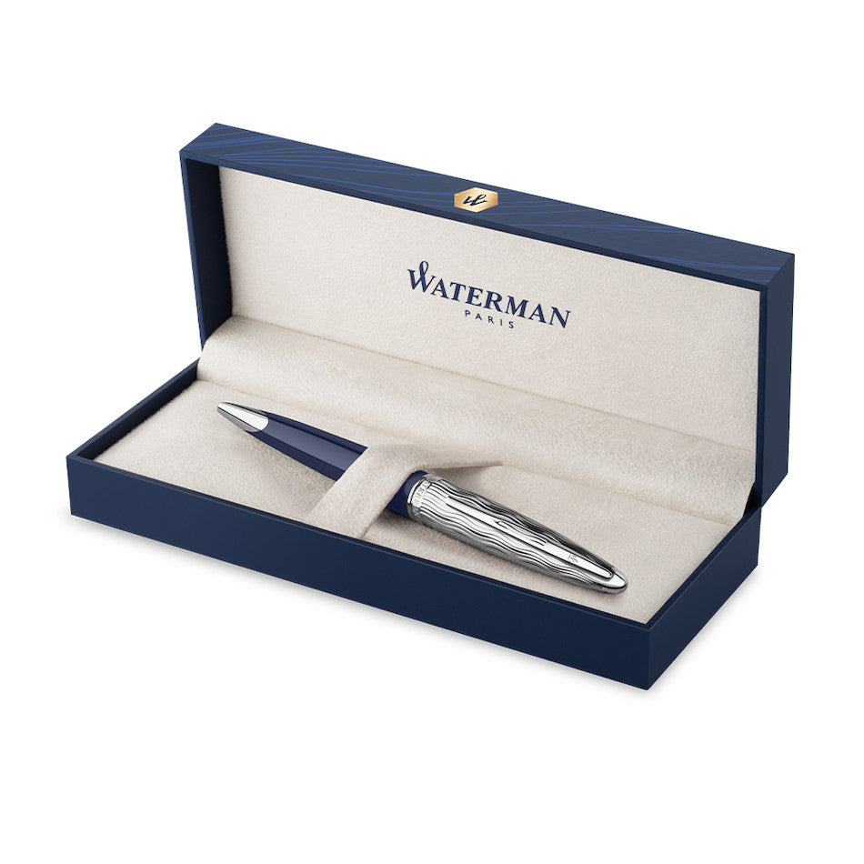 Waterman Carene Deluxe Ballpoint Pen Special Edition Blue with Chrome Trim by Waterman at Cult Pens