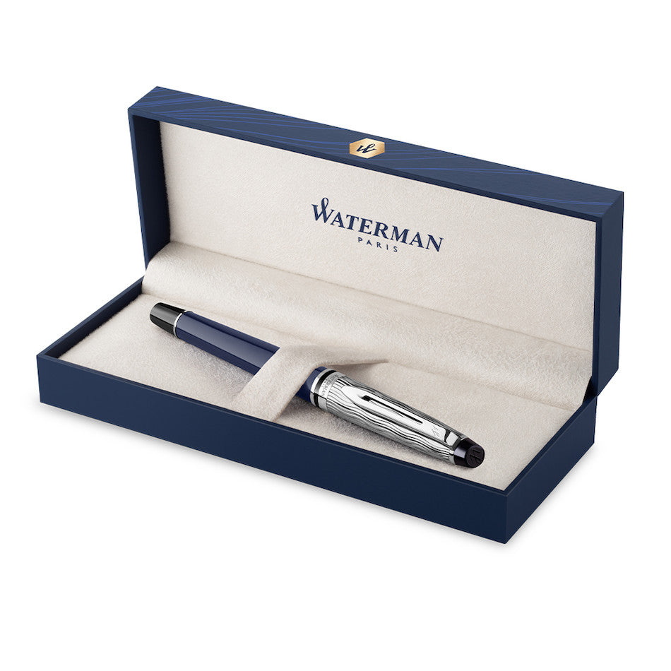 Waterman Expert Deluxe Fountain Pen Special Edition Blue with Chrome Trim by Waterman at Cult Pens