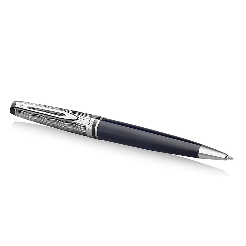 Waterman Expert Deluxe Ballpoint Pen Special Edition Blue with Chrome Trim by Waterman at Cult Pens
