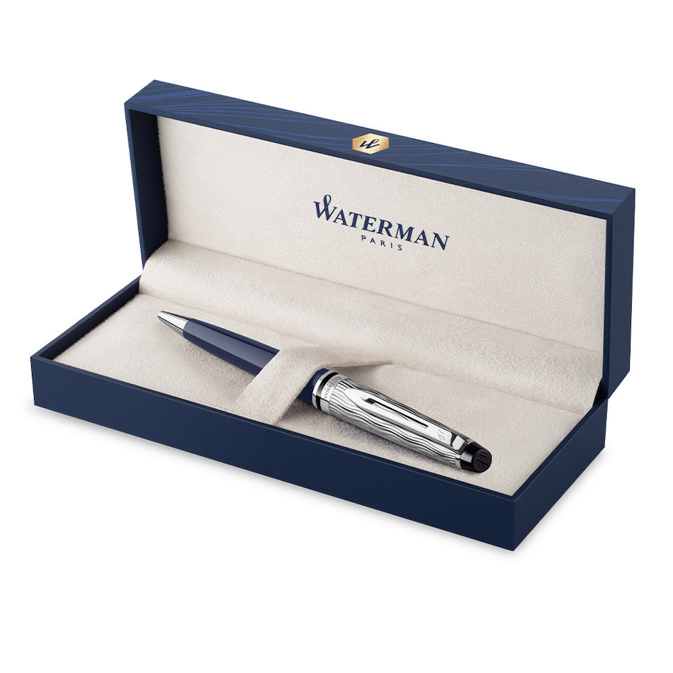 Waterman Expert Deluxe Ballpoint Pen Special Edition Blue with Chrome Trim by Waterman at Cult Pens