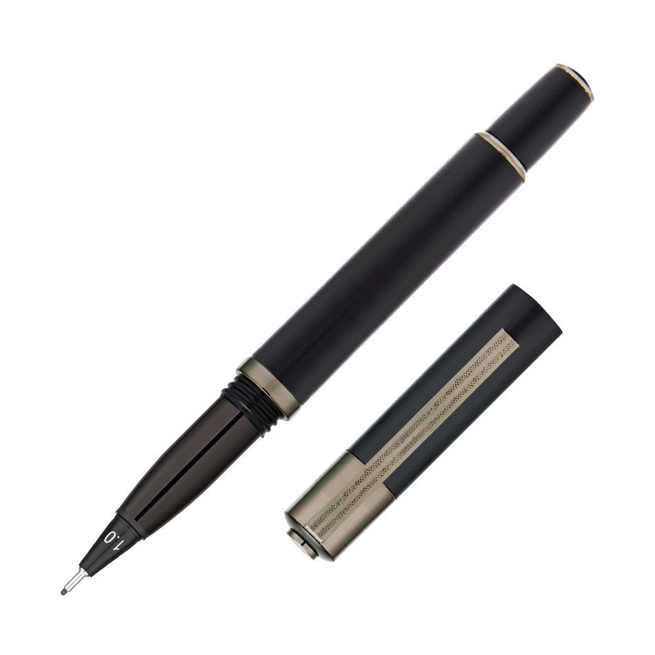 Yookers Metis Refillable Fibre Tip Pen Matt Black with Gunmetal Trim 1.0mm by Yookers at Cult Pens