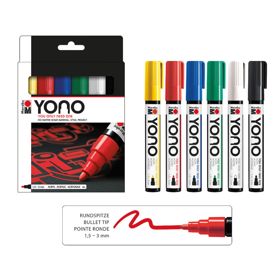 Marabu YONO Marker 1.5-3mm Set of 6 by YONO at Cult Pens